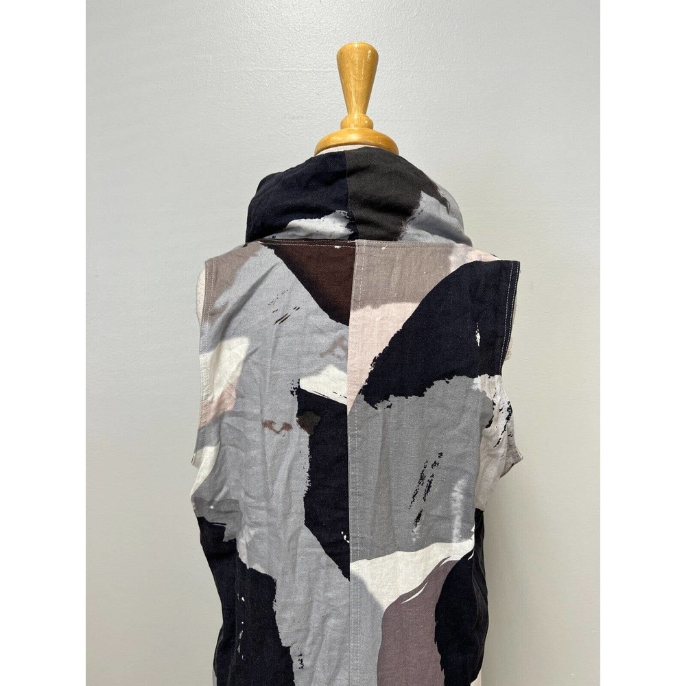 NWT ForCynthia Navy Multicolor Linen Blend Cowl Neck Maxi Dress Size L MSRP $120 - Picture 12 of 16